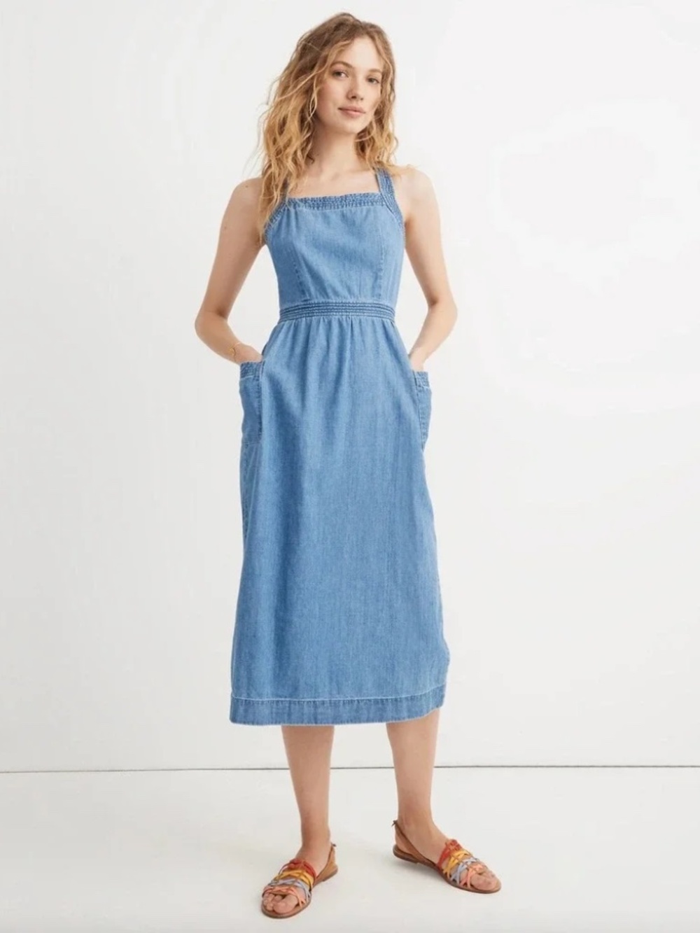 Madewell Denim Button-Back Midi Dress